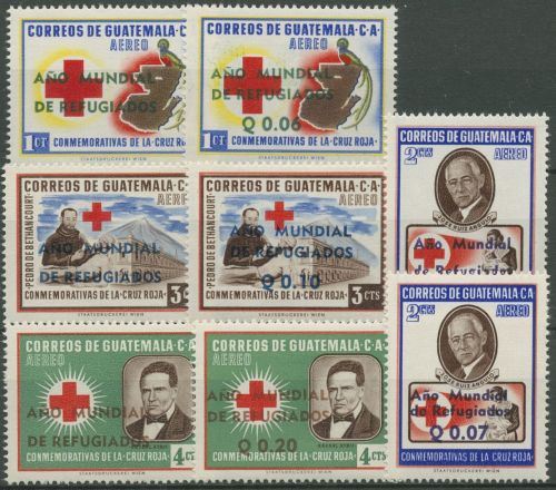 Guatemala 1960 Weltflüchtlingsjahr MiNr.611/14 mit Aufdruck 643/50 postfrisch