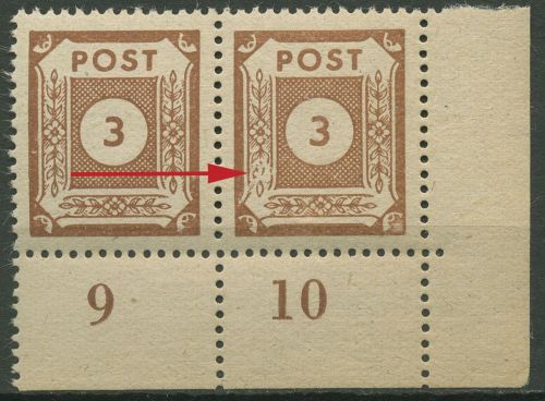 SBZ Ost-Sachsen 1945 Ziffernserie mit Plattenfehler 56 a XII postfrisch