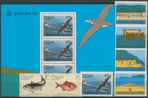 Portugal - Madeira 1986 kompletter Jahrgang 104/10, Block 7 postfrisch (SG98399)