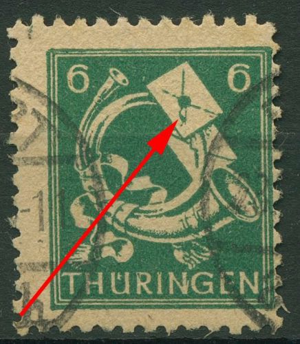 SBZ Thüringen Freimarke mit Plattenfehler 95 AY dz2 PF XI gestempelt geprüft
