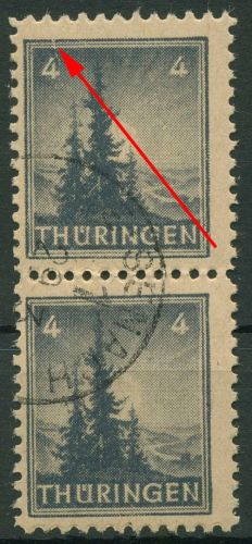 SBZ Thüringen Freimarke mit Plattenfehler 93 AX t PF VII gestempelt