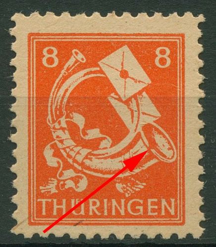 SBZ Thüringen Freimarke mit Plattenfehler 96 AX w PF II postfrisch