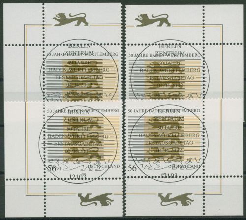 Bund 2002 50 Jahre Baden-Württemberg 2248 alle 4 Ecken TOP-ESST Berlin (E3407)