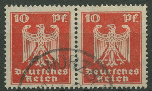 Deutsches Reich 1924 Neuer Reichsadler waagerechtes Paar 357 X gestempelt