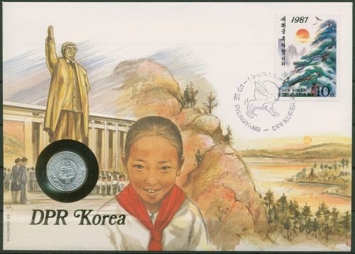Korea (Nord) 1987 Denkmal Landschaft Pionier Numisbrief 10 Chon (N532)