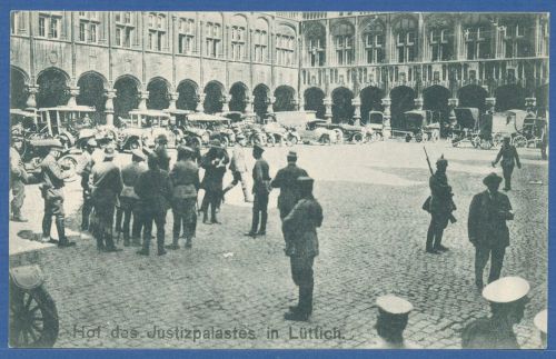 Lüttich Hof des Justizpalastes Automobile, gelaufen 1915 als Feldpost (AK4601)