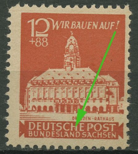 SBZ Ost-Sachsen 1946 Wiederaufbau mit Plattenfehler 65 aA I postfrisch