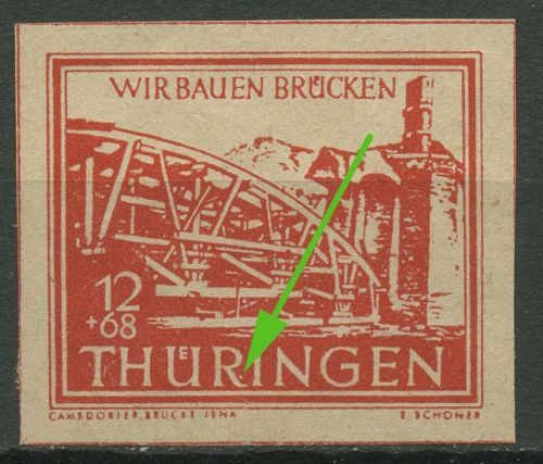 SBZ Thüringen 1946 Wiederaufbau Brücken mit Plattenfehler 113 ay V postfrisch
