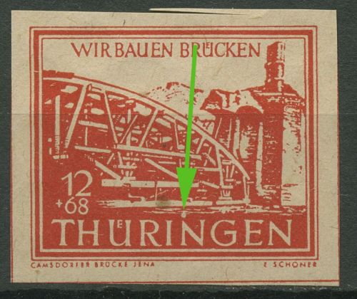 SBZ Thüringen 1946 Wiederaufbau Brücken mit Plattenfehler 113 ay X postfrisch