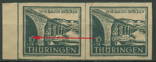 SBZ Thüringen 1946 Wiederaufbau Brücken mit Plattenfehler 114 y IV postfrisch