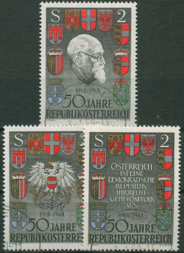 Österreich 1968 50 Jahre Republik Kanzler Karl Renner Wappen 1273/75 gestempelt