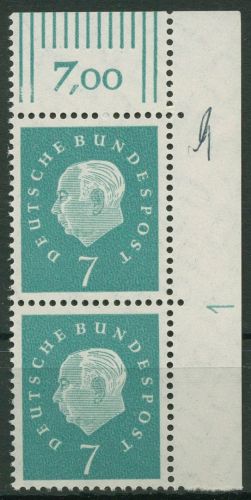 Bund 1959 Heuss Medaillon mit Druckerzeichen 302 DZ 1 Ecke 2 Paar postfrisch