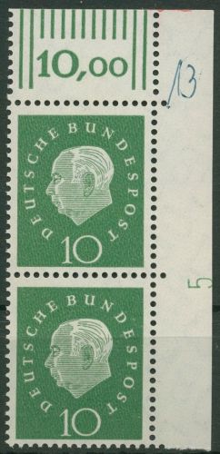 Bund 1959 Heuss Medaillon mit Druckerzeichen 303 DZ 5 Ecke 2 Paar postfrisch