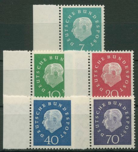 Bund 1959 Heuss Medaillon Bogenmarken 302/06 Rand links postfrisch