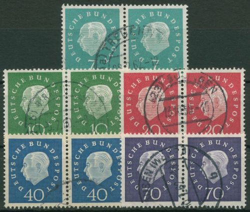 Bund 1959 Heuss Medaillon Bogenmarken 302/06 waagerechtes Paar gestempelt