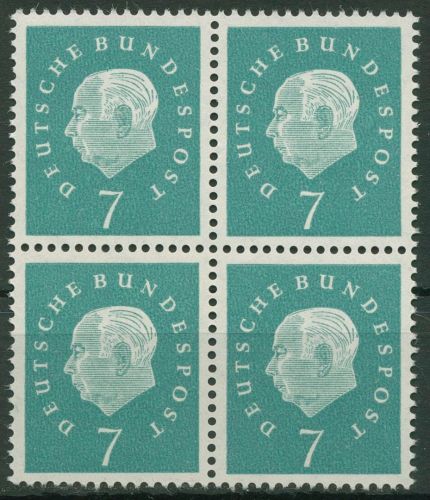 Bund 1959 Heuss Medaillon Bogenmarken 302 4er-Block postfrisch