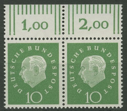 Bund 1959 Heuss Medaillon Bogenmarken 303 waag. Paar OR postfrisch