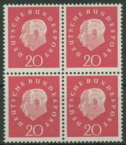 Bund 1959 Heuss Medaillon Bogenmarken 304 4er-Block postfrisch