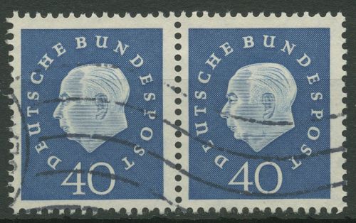 Bund 1959 Heuss Medaillon Bogenmarken 305 waagerechtes Paar gestempelt