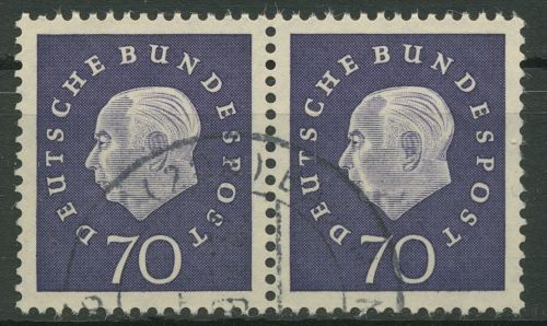 Bund 1959 Heuss Medaillon Bogenmarken 306 waagerechtes Paar gestempelt