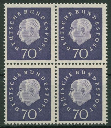 Bund 1959 Heuss Medaillon Bogenmarken 306 4er-Block postfrisch