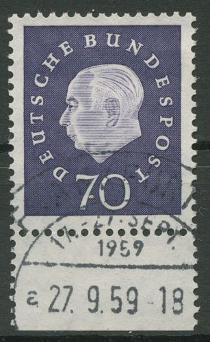 Bund 1959 Heuss Medaillon Bogenmarken Unterrand 306 UR gestempelt