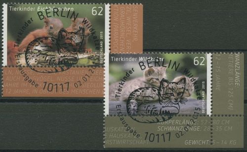 Bund 2015 Tiere Eichhörnchen Wildkatze 3124/25 Ecke 4 TOP-ESST Berlin (E4003)