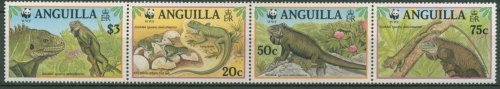 Anguilla 1997 WWF Tiere Grüner Inselleguan 988/91 ZD postfrisch (C71537)