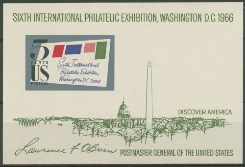 USA 1966 Briefmarkenausstellung SIPEX Washington Block 11 postfrisch (C62308)