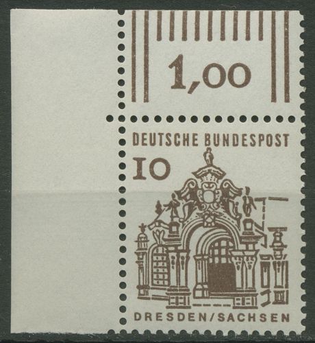 Bund 1964/65 Bauwerke klein, Zwinger Dresden 454 Ecke 1 postfrisch