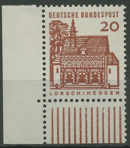 Bund 1964/65 Bauwerke klein, Torhalle Lorsch 456 Ecke 3 postfrisch