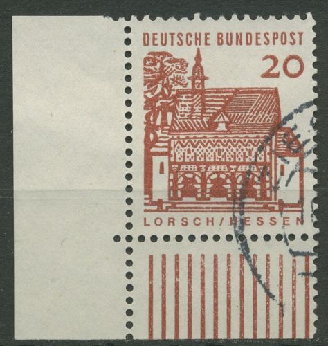 Bund 1964/65 Bauwerke klein, Torhalle Lorsch 456 Ecke 3 gestempelt