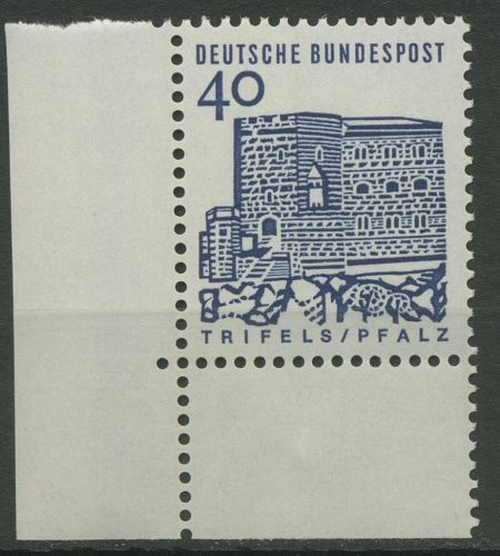 Bund 1964/65 Bauwerke klein, Burg Trifels/Pfalz 457 Ecke 3 postfrisch