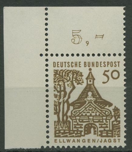 Bund 1964/65 Bauwerke klein, Schlosstor Ellwangen 458 Ecke 1 postfrisch