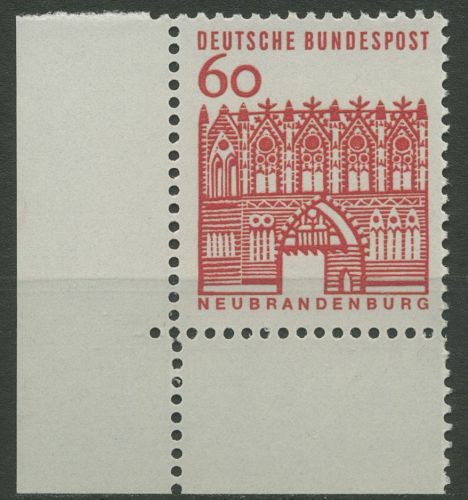 Bund 1964/65 Bauwerke klein, Neubrandenburg 459 Ecke 3 postfrisch