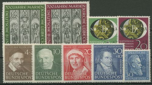 Bund 1951 Jahrgang komplett, ohne Posthornsatz (139/47) postfrisch