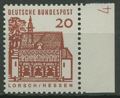 Bund 1964/65 Bauwerke klein, mit Druckerzeichen 456 DZ 4 postfrisch