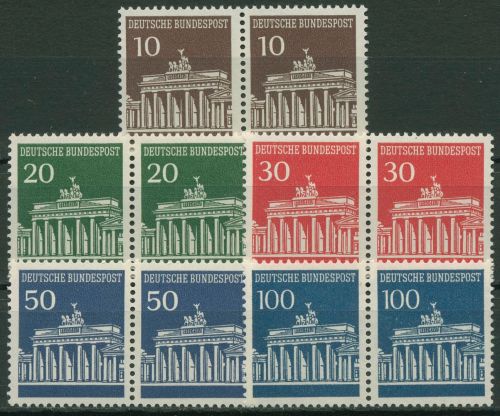 Bund 1966 Brandenburger Tor Bogenmarken 506/10 waag. Paar postfrisch