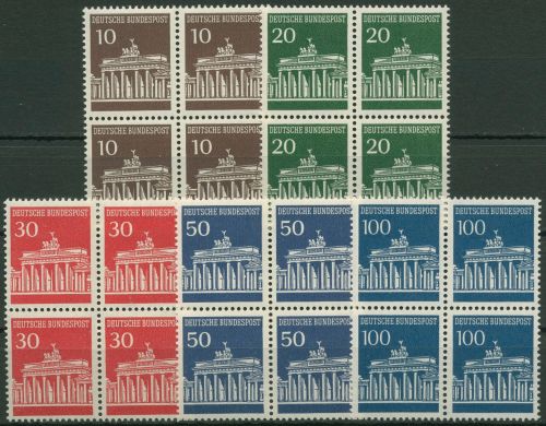 Bund 1966 Brandenburger Tor Bogenmarken 506/10 4er-Block postfrisch