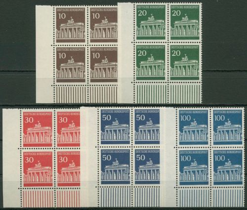 Bund 1966 Brandenburger Tor Bogenmarken 506/10 4er-Block Ecke 3 postfrisch