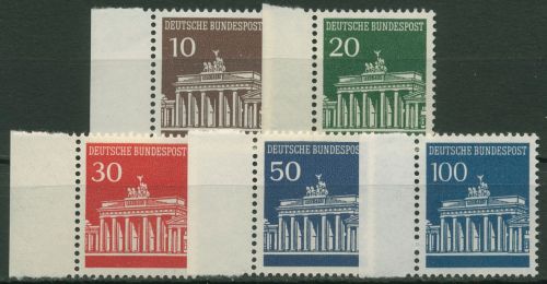 Bund 1966 Brandenburger Tor Bogenmarken mit Rand links 506/10 SR postfrisch