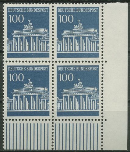 Bund 1966 Brandenburger Tor Bogenmarken 510 4er-Block Ecke 4 postfrisch