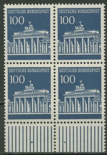 Bund 1966 Brandenburger Tor mit Unterrand 510 4er-Block UR postfrisch