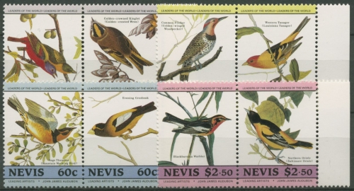 Nevis 1985 200. Geburtstag von J J Audubon, Vögel 268/75 ZD postfrisch, 4 Paare