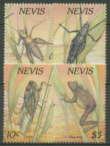 Nevis 1989 Nachtaktive Kleintiere: Grille, Laubfrosch, Zikade 514/17 postfrisch