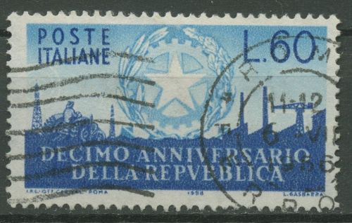 Italien 1956 10 Jahre Republik Staatswappen 969 gestempelt