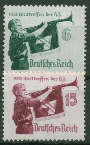 Deutsches Reich 1935 Welttreffen HJ senkr. Gummiriffelung 584/85 x postfrisch
