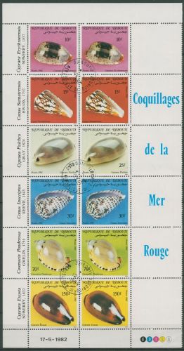 Dschibuti 1982 Meeresschnecken 351/56 ZD (2) gestempelt, gefaltet (SG40010)
