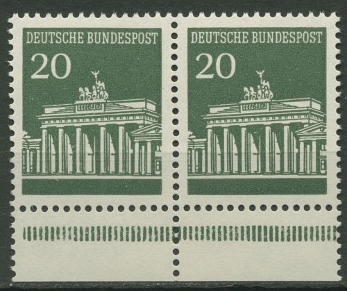 Bund 1966 Brandenburger Tor aus MHB 507 waag. Paar UR MHB postfrisch