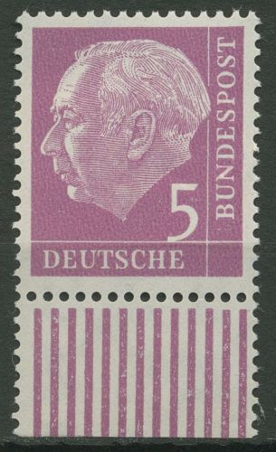 Bund 1954 Th. Heuss I Bogenmarke Walze Unterrand 179 x Ww W UR postfrisch